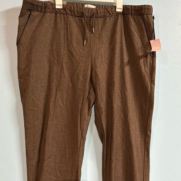 Men's Casual E-Waist Tapered Trousers - Goodfellow & Co Brown XXL - Picture 1 of 8